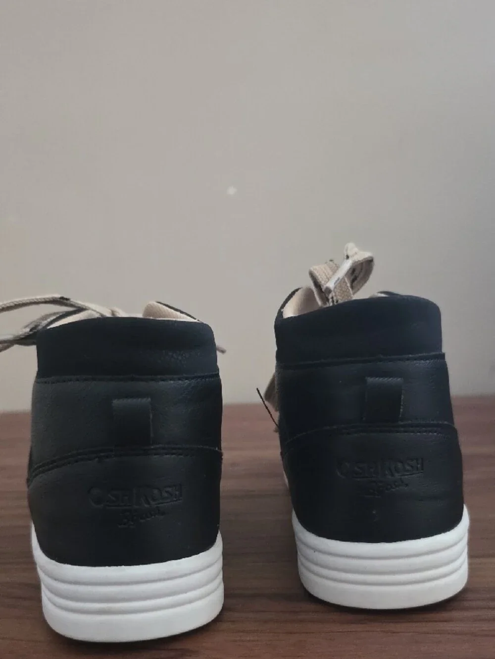 OshKosh B'gosh Black and Cream High-Top Kids Sneakers